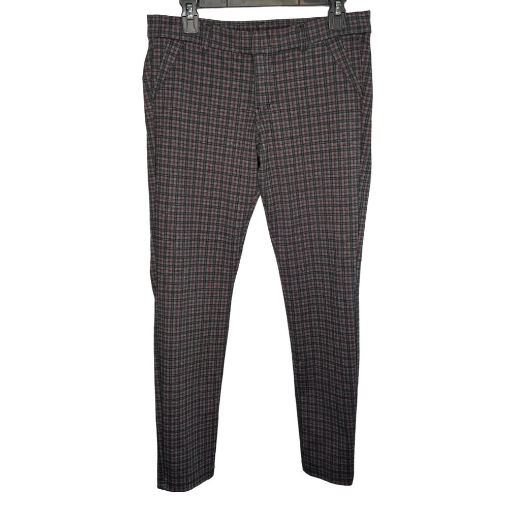 Kut From The Kloth Womens Skinny Plaid Pants Size 8S Black & Burgundy Polyester/